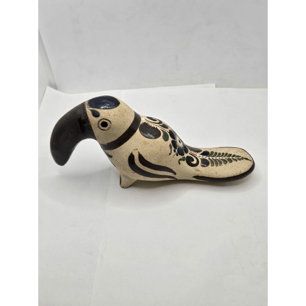 Vintage Tonala Mexican Folk Art Pottery Toucan Bird Hand Painted Figurine - Picture 1 of 13